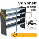Ranger Design Steel Shelving Unit for Deep High Roof Van, 18" x 62" x 72". Model: N5-DS72-4